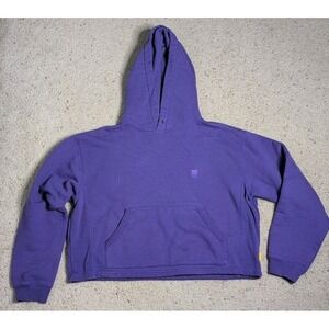 Yellow Label Co Women's Cropped Hoodie L Purple Thick Comfy Boxy Fit Streetwear